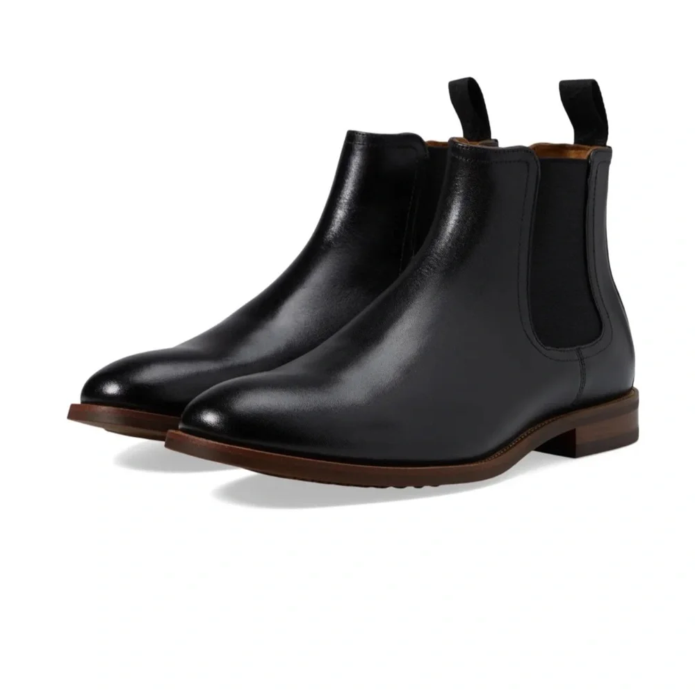 Florsheim Rucci Plain Toe Gore‎ Boots, Black, Size 11W, NIB